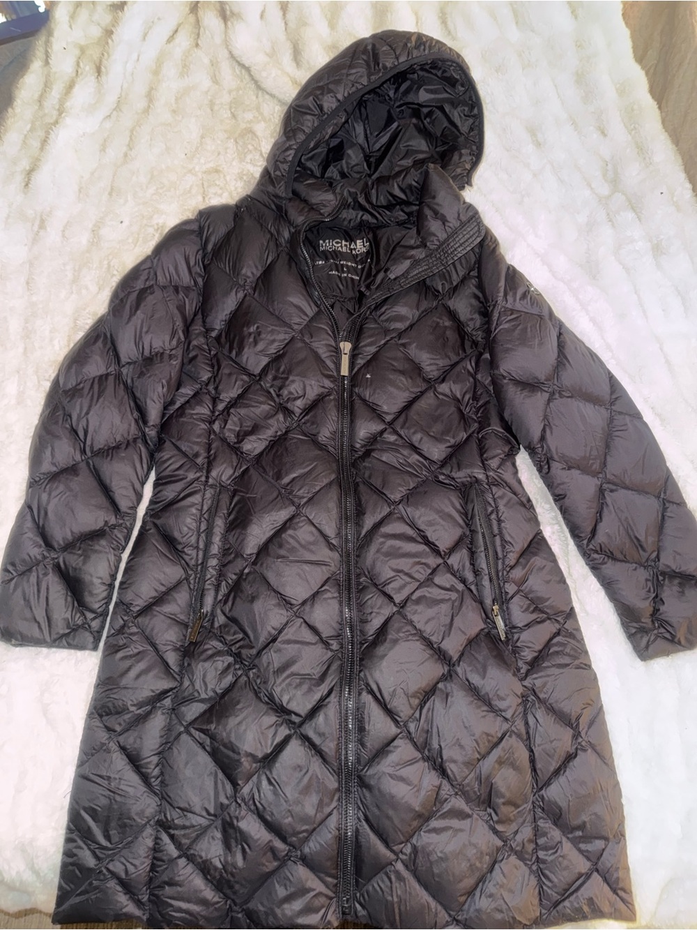 Michael Kors Black Quilted Hooded Long Puffer Coat